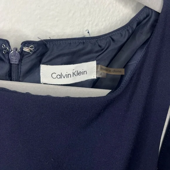 Calvin Klein Women’s Blue Sleeveless Sheath Midi Dress with Belt - Picture 4 of 7